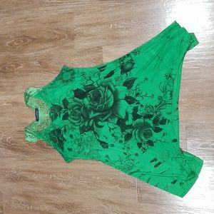(M) Xception Rose Print Lace Vacation Evening Beach Cool Casual Assymetrical
